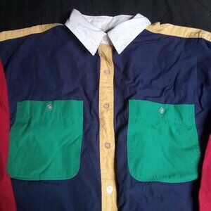 Vintage Huntington Ridge Color Block Button Shirt Long Sleeve